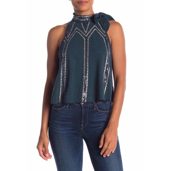 Free People Glitter City Tie Neck Tank - Picture 2 of 6